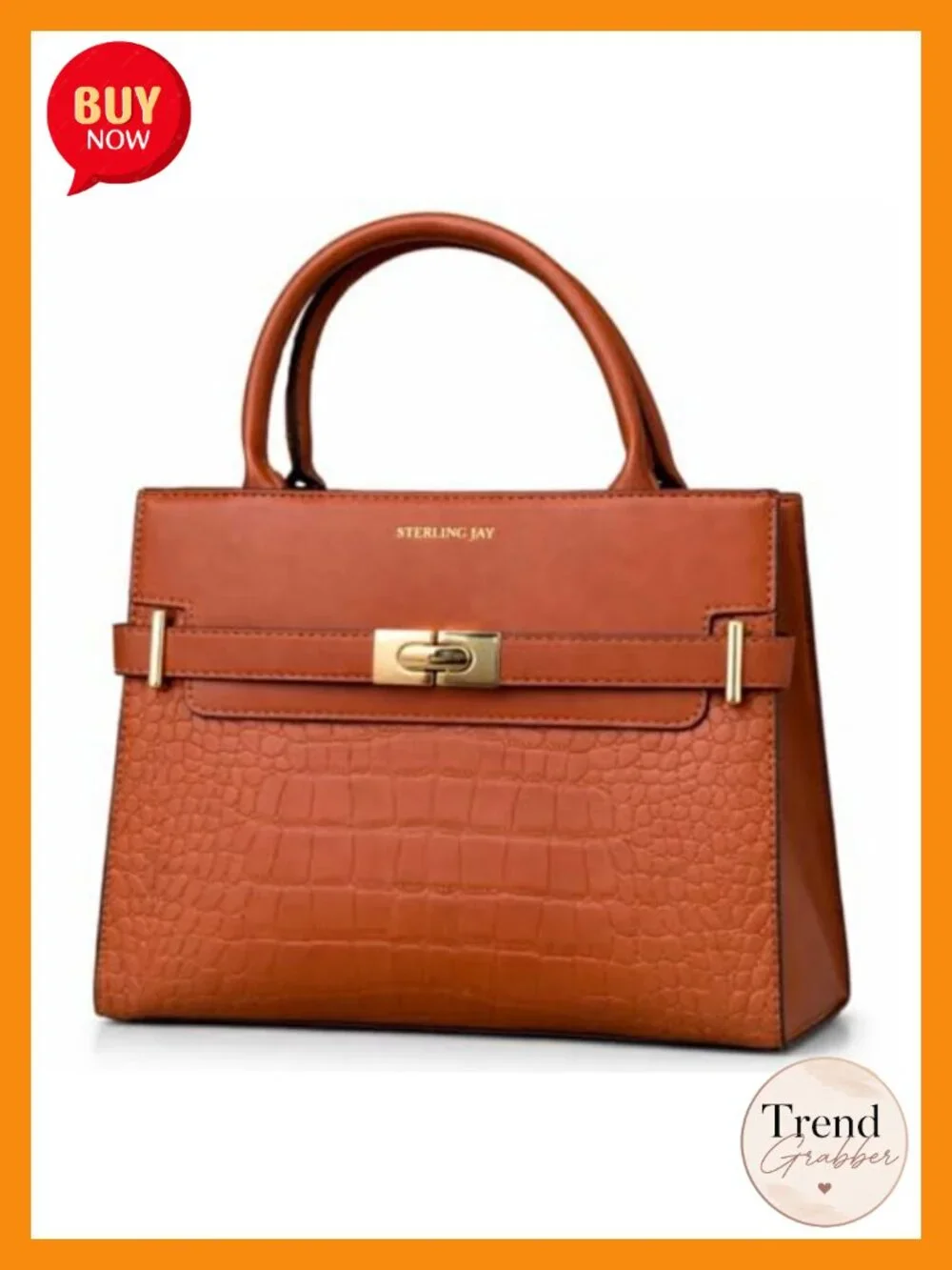 Vegan PU Leather Satchel Handbag – Structured Top Handle Purse with Crossbody